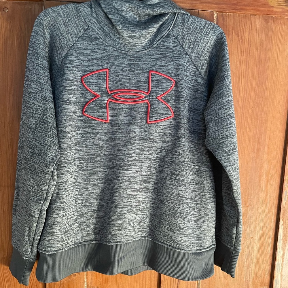 Under Armour Gray Orange Hoodie Sweatshirt Coldgear L